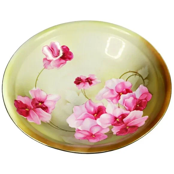 RS Germany Porcelain Serving Bowl – Roses, Gold Rim, Antique Schlegelmilch - Picture 2 of 6